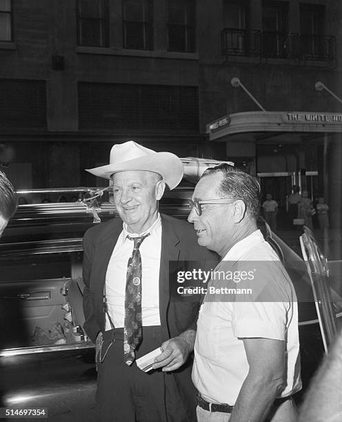 El Paso, Texas: Louisian Governor Earl Long arrives here late july 16th for vacation. In Good spirits, long joked with the crowd of people that...