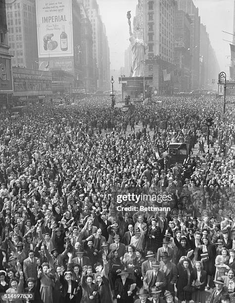 New York: Here is a general view of New York's Times Square, sometimes called the crossroads of the world, at noon showing the surging crowds that...