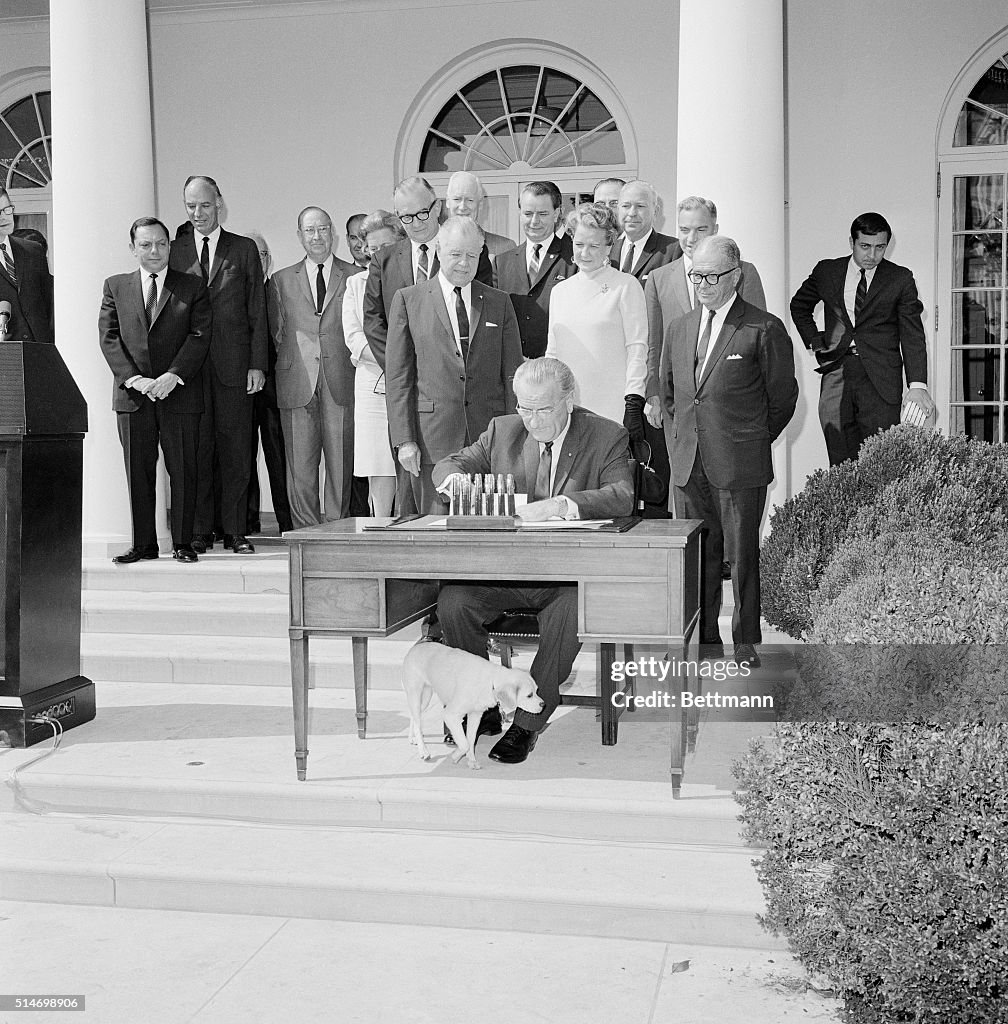 President Johnson Signs Food Stamp Bill