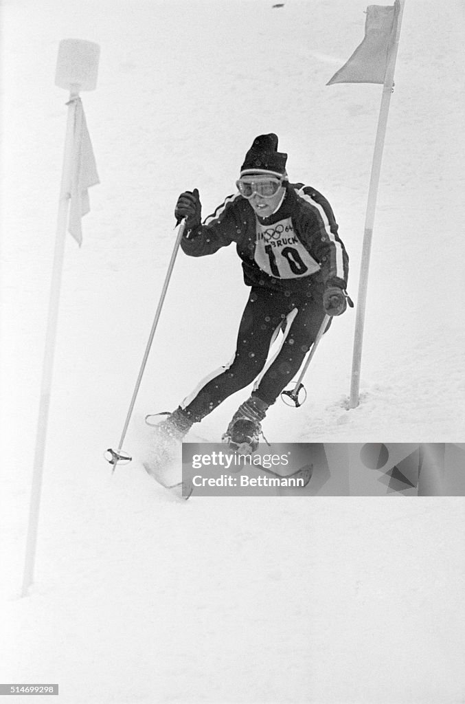 American Skier in Olympic Slalom Race