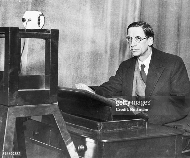 Dublin, Ireland: Eamon De Valera, President-Elect of the Irish Free State, photographed at the Dublin radio station early in the morning of March 4th...
