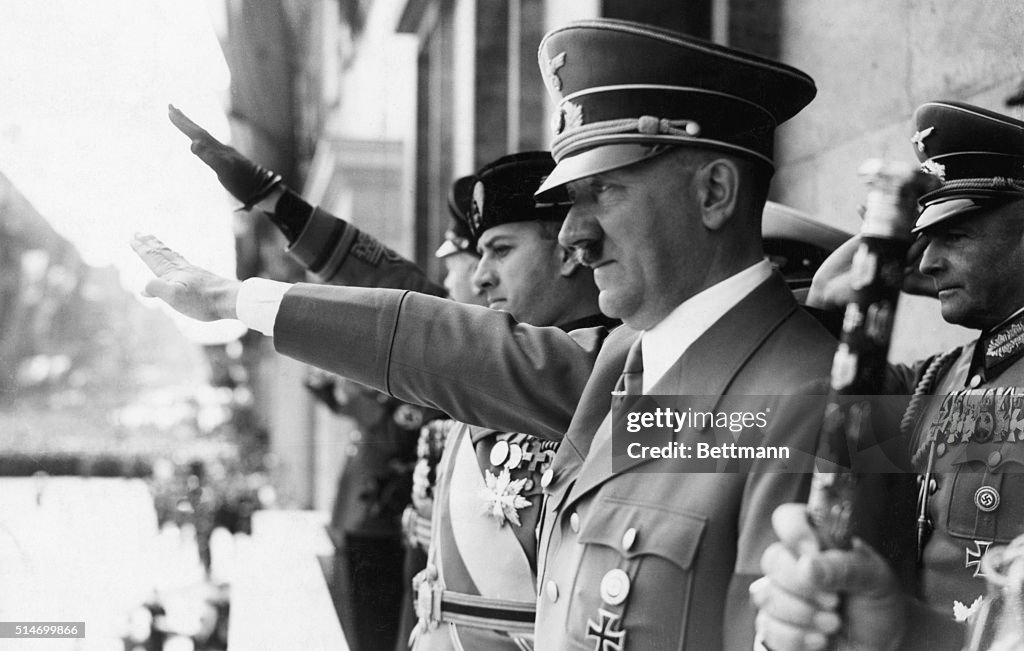 Afolf Hitler And Count Ciano On Balcony