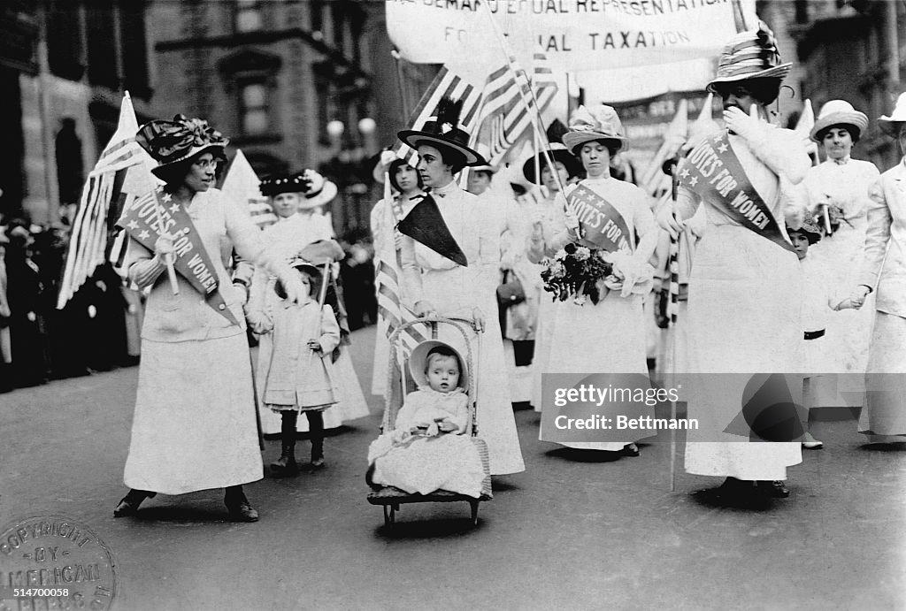 Suffragettes During March for the Vote