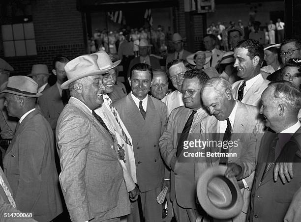 In Amarillo, Texas, six congressmen vie with each other and Governor James Allred for the attention of President Franklin D. Roosevelt, as the...