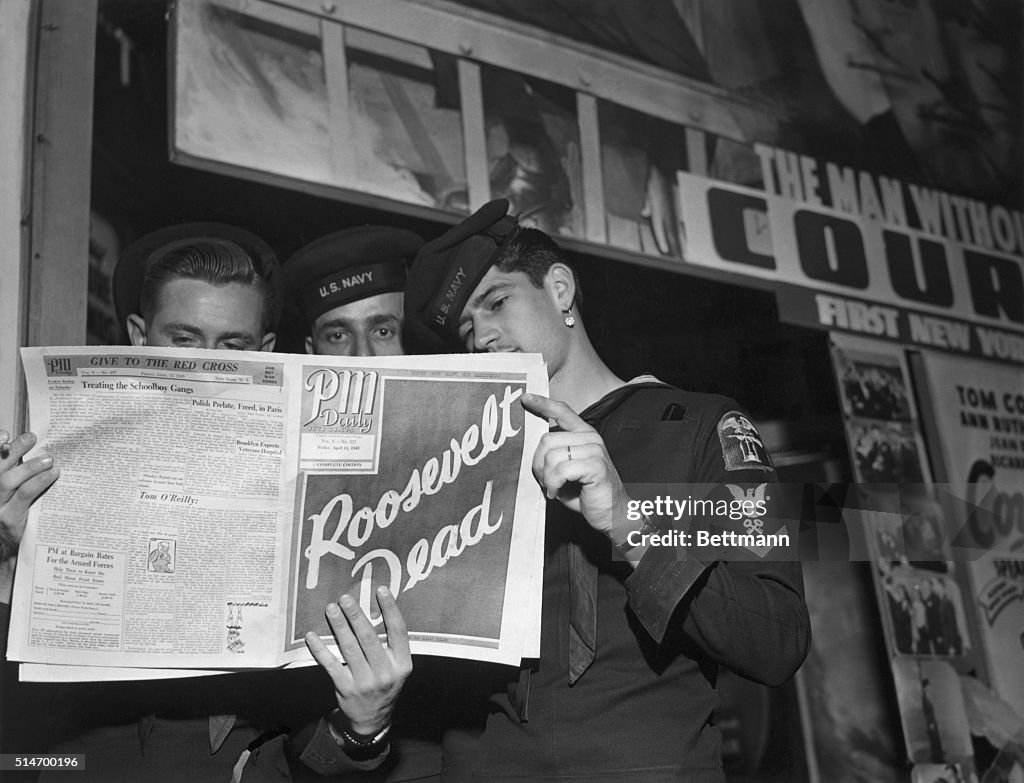 Sailors Reading About Death of FDR