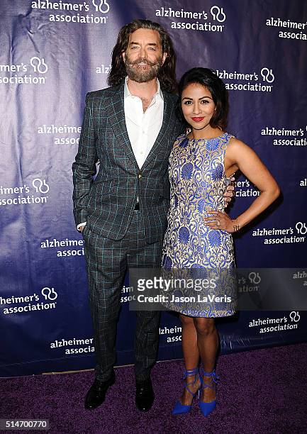Actor Timothy Omundson and actress Karen David attend the 2016 Alzheimer's Association's "A Night At Sardi's" at The Beverly Hilton Hotel on March 9,...