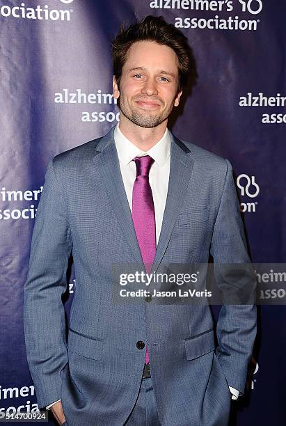 Actor Tyler Ritter attends the 2016 Alzheimer's Association's "A Night At Sardi's" at The Beverly Hilton Hotel on March 9, 2016 in Beverly Hills,...