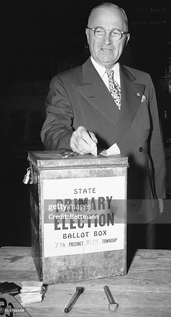 Pres Truman Casts His Ballot In Missouri Primary Election At His pres-truman-casts-his-ballot-in-missouri-primary-election-at-his