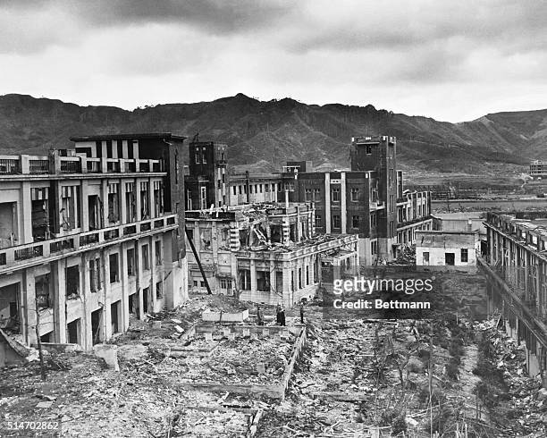 Nagasaki, Japan: The second Japanese city to feel the fury of the atomic bomb still shows many scars 4 years after the dread missile found its mark...