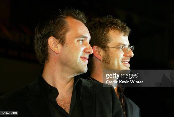 Producers Matt Stone and Trey Parker attend the Los Angeles Premiere of their movie "Team America: World Police" at the Grauman's Chinese Theater...