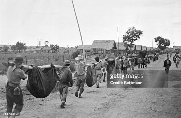 Filipino and American prisoners of war marched from Mariveles to San Fernando. This march was named the Bataan Death March because of the high number...