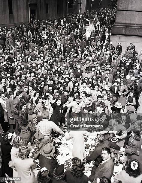 New York City: Dancing in the streets. There was dancing in Wall Street on May 7th as New Yorkers staged a citywide celebration of V-e Day. The...