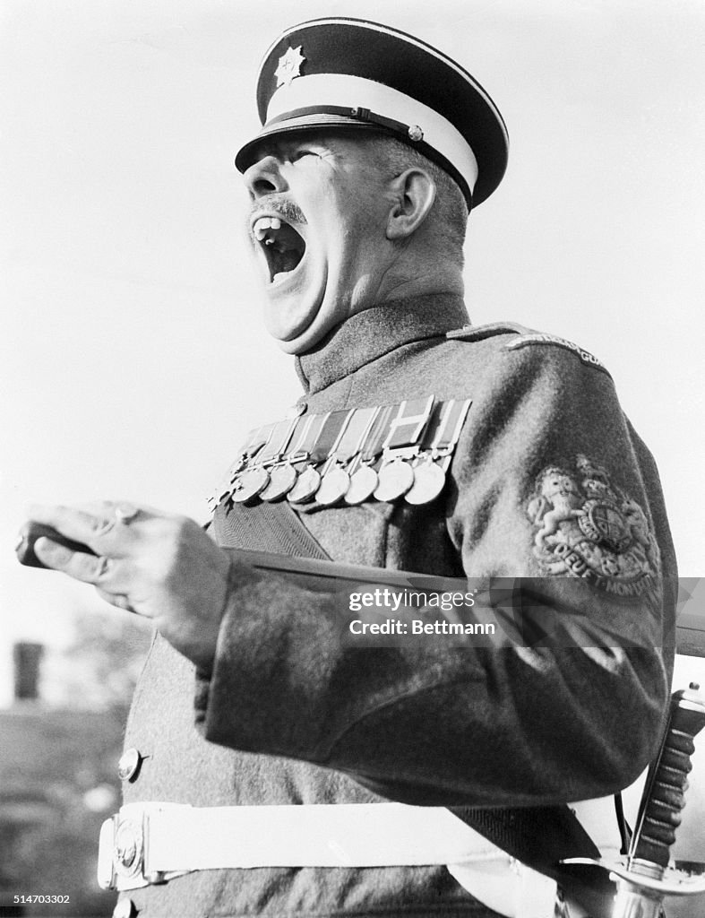 Sergeant Major Ronald Brittain Bellowing Commands