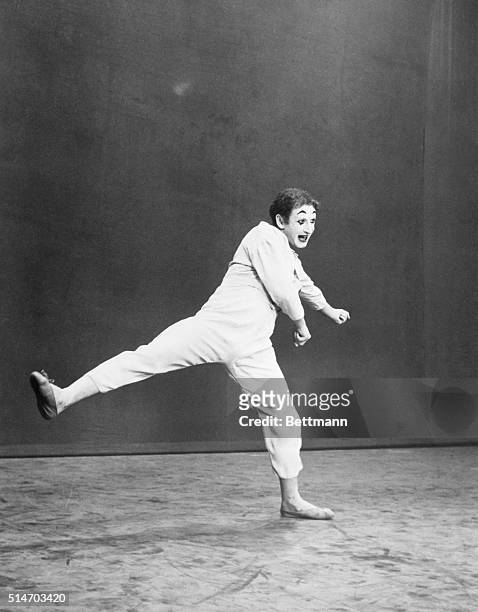 Marcel Marceau, French Pantomime during a performance. Undated Photo.
