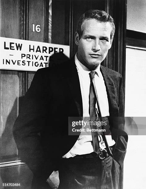 Paul Newman, close up, as Lew Harper in a scene from the movie "Harper." 1966