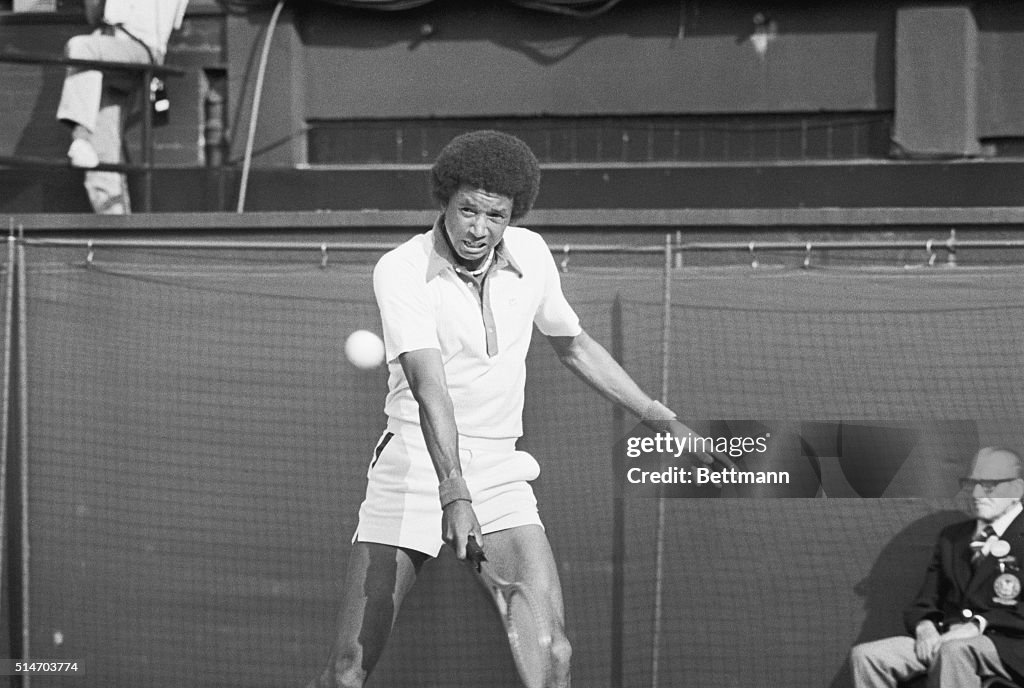 Ashe Playing at Wimbledon