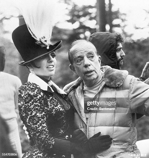 Director Vincente Minnelli discusses a scene with his daughter, Liza, on the set of his film "A Matter of Time," in which she is starring.