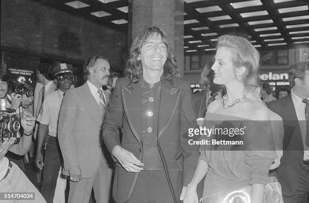 New York: Rock star Alice Cooper and his wife Cheryl arrive at Radio City Music Hall for the gala premiere of the movie Sgt. Pepper's Lonely Hearts...