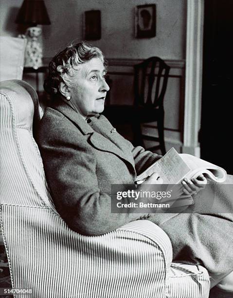 Agatha Christie corrects proofs of her latest book/devonshire. Jan. 1946