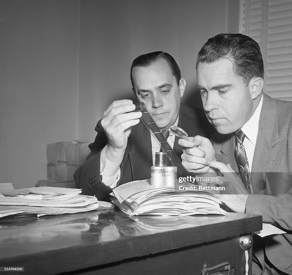 Nixon Examines Microfilm