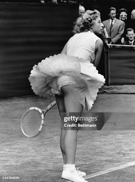 London, England: Glamorous Italian tennis star Lea Percioli, whose brief tennis attire has been what the British Press calls "The centre of not a...