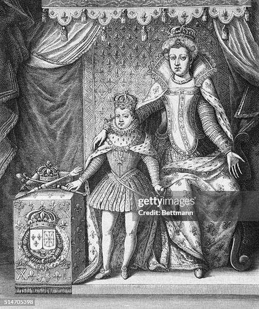 Catherine de Medici and her son Charles IX .