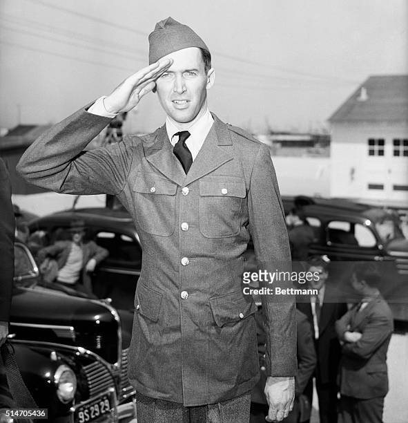 San Pedro, CA: James Stewart's costume for this next production is from a new costume department--the U.S. Army. Yes, Jimmy's passed his physical and...