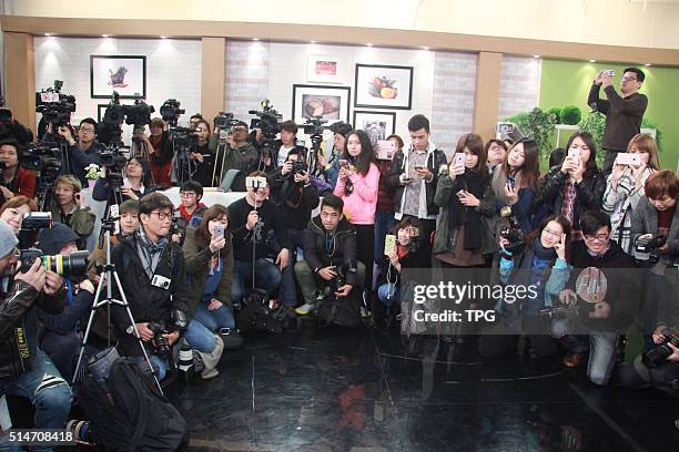 Selina attends the divorce press conference on 10th March, 2016 in Taipei, Taiwan, China.