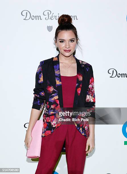 Actress Katie Stevens arrives at the 20th Annual Los Angeles Gala Dinner hosted by Conservation International on March 10, 2016 in Culver City,...