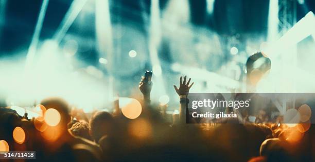 concert crowd. - outdoor music festival stockfoto's en -beelden