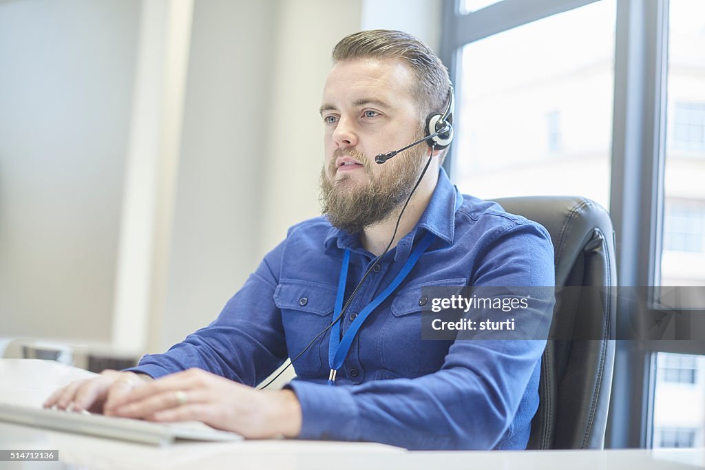 Hands free office man