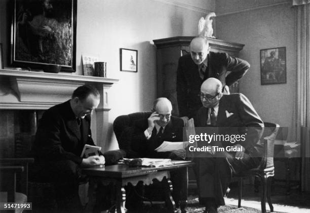 Exiled Czech leaders meeting at the Putney home of former Czech president Dr Eduard Benes , London, November 1939. Left to right: Colonel Frantisek...