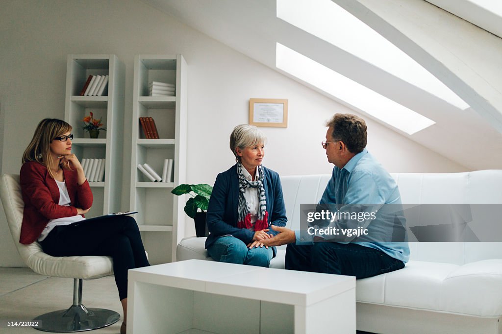 Mature Couple Talking to Counselor