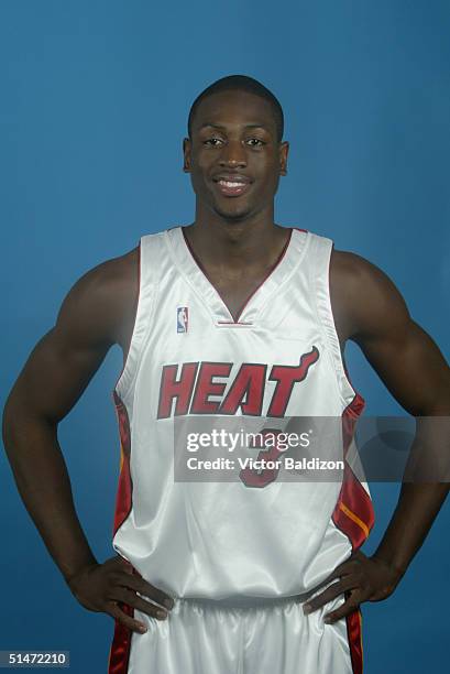 Dwyane Wade of the Miami Heat poses for a portrait during NBA Media Day on October 4, 2004 in Miami, Florida. NOTE TO USER: User expressly...