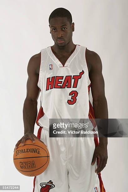 Dwyane Wade of the Miami Heat poses for a portrait during NBA Media Day on October 4, 2004 in Miami, Florida. NOTE TO USER: User expressly...