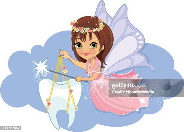 stockillustraties, clipart, cartoons en iconen met tooth fairy - fee