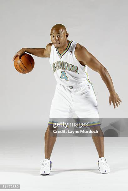 David Wesley of the New Orleans Hornets poses for a portrait on Media Day New Orleans, Louisana. NOTE TO USER: User expressly acknowledges and agrees...