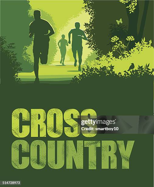 ilustraciones, imágenes clip art, dibujos animados e iconos de stock de cross country trail corriendo con texto o - cross country running