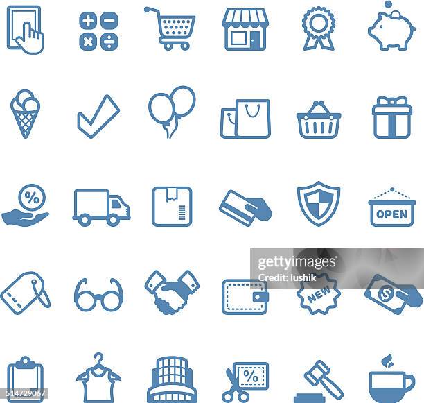 retail and service icons / linico series - emblem credit card payment stock illustrations