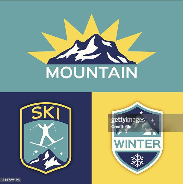 winter mountain ski - alpine skiing stock illustrations