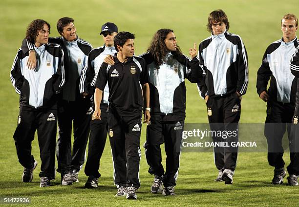 Los jugadores argentinos : Gabriel Milito, Javier Zanetti, Andres D'Alessandro, Javier Saviola, Juan Pablo Sorin, Federico Insua y Esteban Cambiasso...