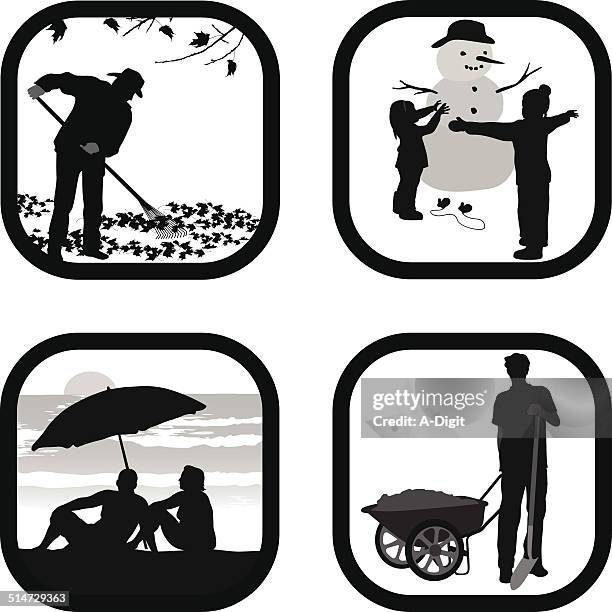 seasons go by - winter beach stock illustrations