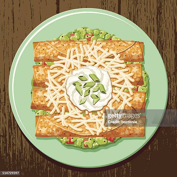 tacquitos (flutes) - cheese shreds stock illustrations