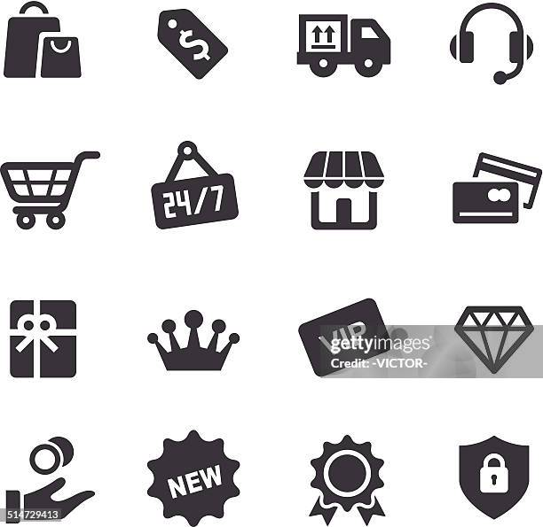 stockillustraties, clipart, cartoons en iconen met shopping and retail icons - acme series - opening a box