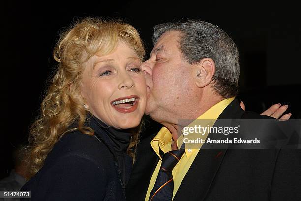 Actors Jerry Lewis and Stella Stevens arrive at a special screening of "The Nutty Professor" hosted by Jerry Lewis on October 12, 2004 at the...