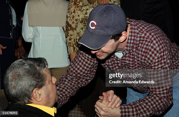Actors Jerry Lewis and Sean Hayes attend a special screening of "The Nutty Professor" hosted by Jerry Lewis on October 12, 2004 at the Paramount...