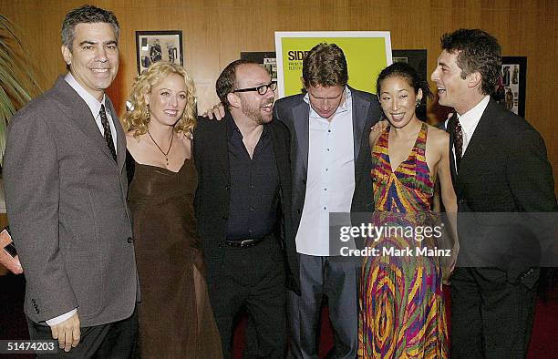 Producer Michael London, actors Virginia Madsen, Paul Giamatti, Thomas Haden Church, Sandra Oh and director Alexander Payne attend the premiere of...