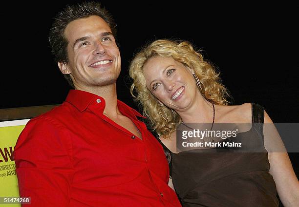 Actor Antonio Sabato Jr. And Virginia Madsen attend the premiere of "Sideways" at the Academy of Motion Picture and Sciences on October 12, 2004 in...