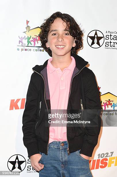 Actor Jason Ian Drucker attends 'A Place Called Home celebrates 'Stars and Strikes' 2016' at PINZ Bowling & Entertainment Center on March 10, 2016 in...