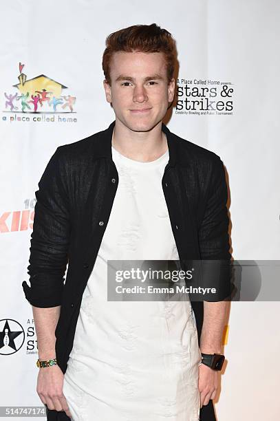 Actor Justin Tinucci attends 'A Place Called Home celebrates 'Stars and Strikes' 2016' at PINZ Bowling & Entertainment Center on March 10, 2016 in...